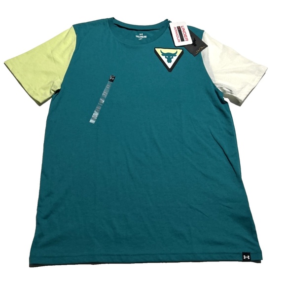 NWT Under Armour Project T Shirt UA PJT Rock Diamond Short Sleeve Teal Size YXL - Picture 1 of 7
